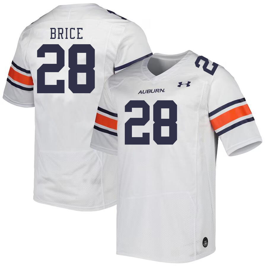 Men #28 Hayden Brice Auburn Tigers College Football Jerseys Stitched-White - Click Image to Close